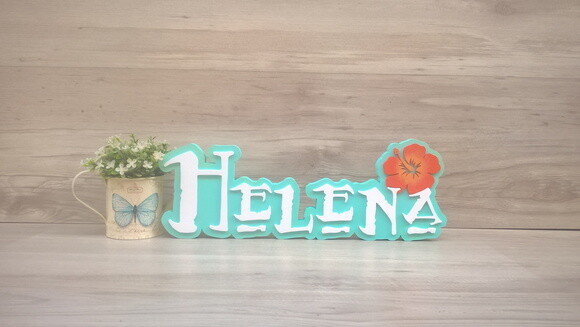 Nome em MDF - Peça de mesa Tema MOANA - Helena 15 cm
