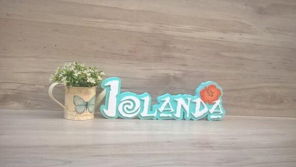 Nome em MDF - Peça de mesa Tema MOANA - Iolanda 12 cm