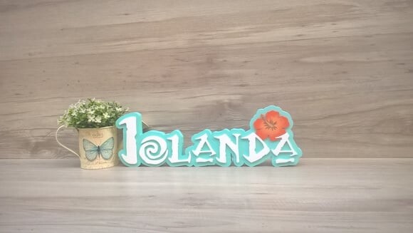 Nome em MDF - Peça de mesa Tema MOANA - Iolanda 12 cm