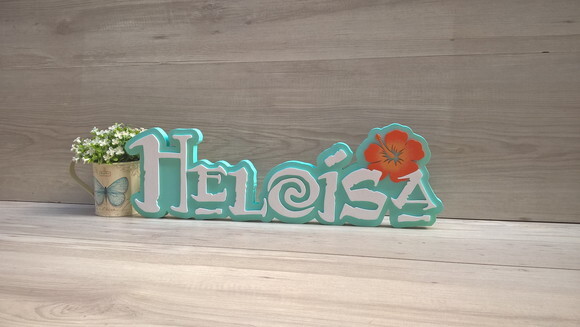 Nome em MDF - Peça de mesa Tema MOANA - Heloísa 15 cm