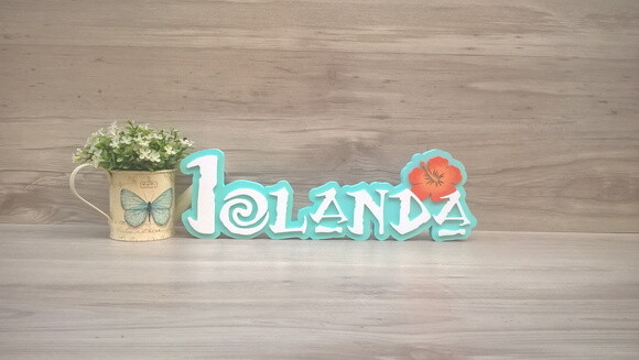 Nome em MDF - Peça de mesa Tema MOANA - Iolanda 12 cm