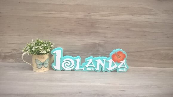 Nome em MDF - Peça de mesa Tema MOANA - Iolanda 12 cm