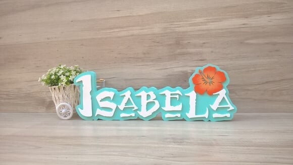 Nome em MDF - Peça de mesa Tema MOANA - Isabela 12 cm