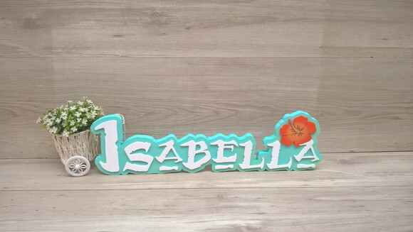 Nome em MDF - Peça de mesa Tema MOANA - Isabella 15 cm