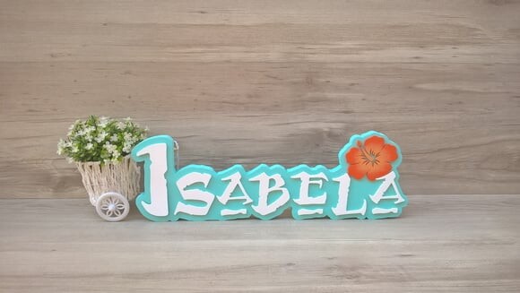 Nome em MDF - Peça de mesa Tema MOANA - Isabela 12 cm
