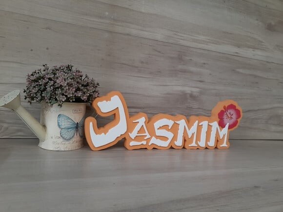Nome em MDF - Peça de mesa Tema MOANA - Jasmim - 12 cm