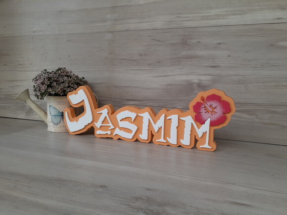 Nome em MDF - Peça de mesa Tema MOANA - Jasmim - 12 cm