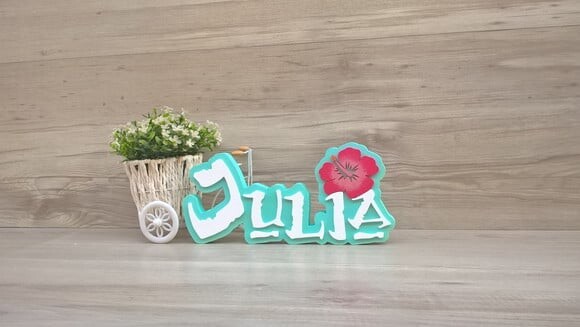 Nome em MDF - Peça de mesa Tema MOANA - Julia 12 cm