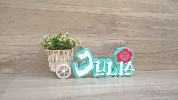 Nome em MDF - Peça de mesa Tema MOANA - Julia 12 cm