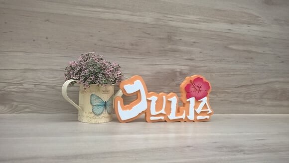 Nome em MDF - Peça de mesa Tema MOANA - Julia 12 cm