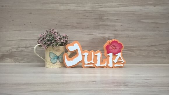 Nome em MDF - Peça de mesa Tema MOANA - Julia 12 cm