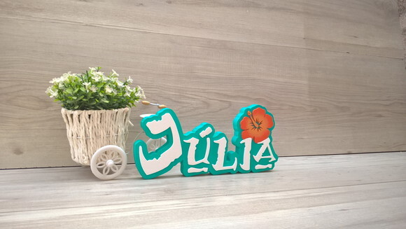 Nome em MDF - Peça de mesa Tema MOANA - Júlia 12 cm
