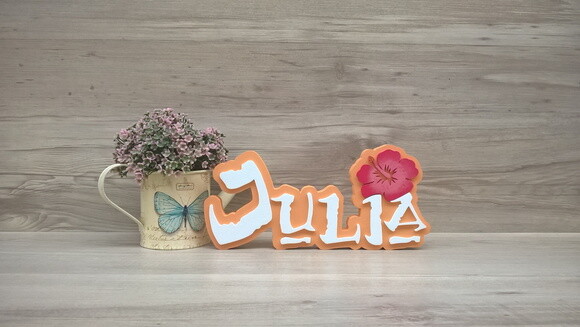 Nome em MDF - Peça de mesa Tema MOANA - Julia 12 cm