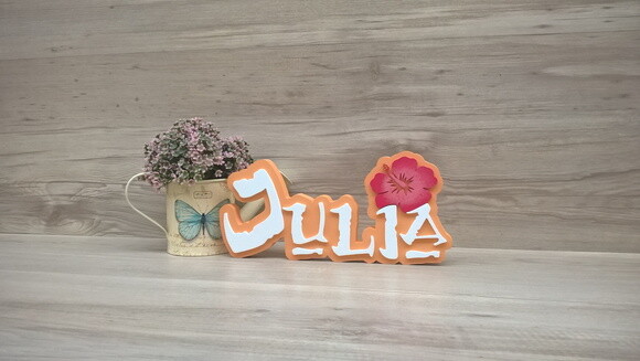 Nome em MDF - Peça de mesa Tema MOANA - Julia 12 cm