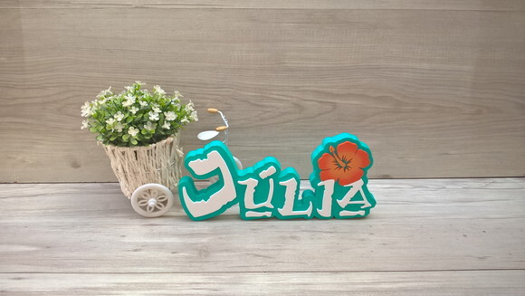 Nome em MDF - Peça de mesa Tema MOANA - Júlia 12 cm