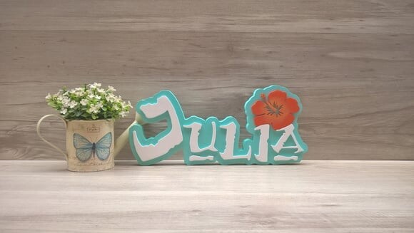Nome em MDF - Peça de mesa Tema MOANA - Julia 15 cm