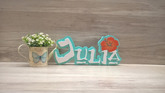 Nome em MDF - Peça de mesa Tema MOANA - Julia 15 cm
