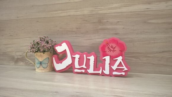 Nome em MDF - Peça de mesa Tema MOANA - Julia 15 cm