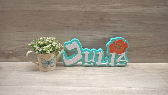 Nome em MDF - Peça de mesa Tema MOANA - Julia 15 cm