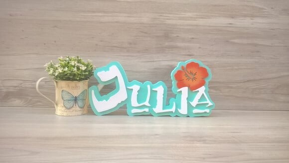 Nome em MDF - Peça de mesa Tema MOANA - Julia 15 cm