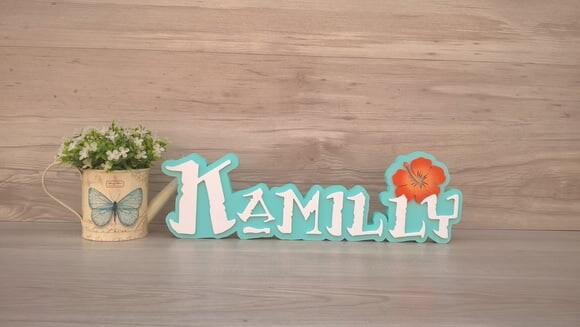 Nome em MDF - Peça de mesa Tema MOANA - Kamilly 12 cm