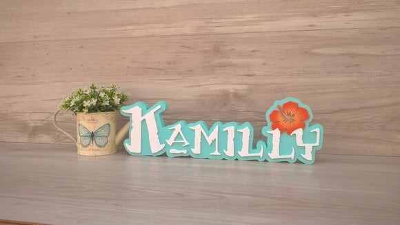 Nome em MDF - Peça de mesa Tema MOANA - Kamilly 12 cm