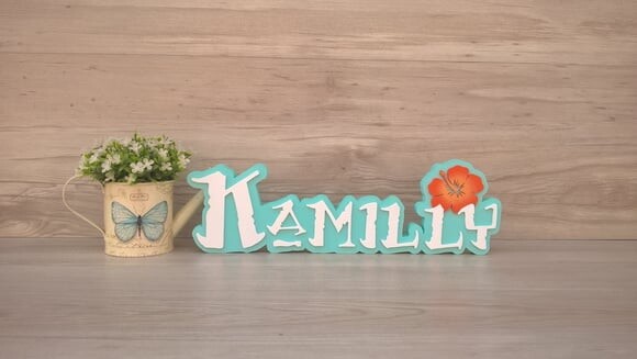 Nome em MDF - Peça de mesa Tema MOANA - Kamilly 12 cm