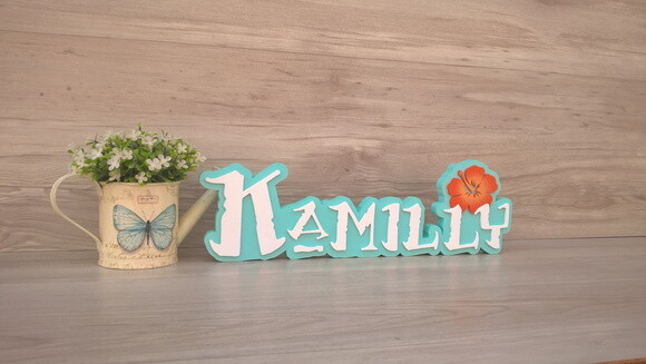 Nome em MDF - Peça de mesa Tema MOANA - Kamilly 12 cm