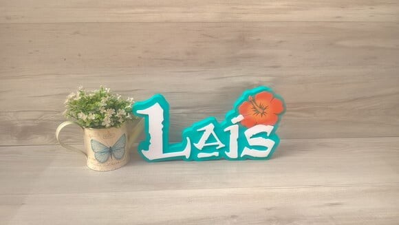 Nome em MDF - Peça de mesa Tema MOANA - Lais 15 cm