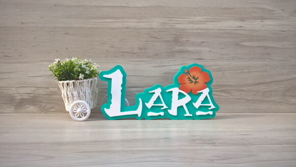 Nome em MDF - Peça de mesa Tema MOANA - Lara 15 cm