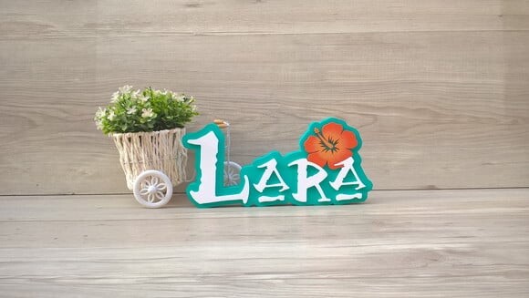 Nome em MDF - Peça de mesa Tema MOANA - Lara 12 cm