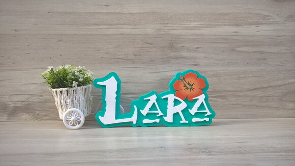 Nome em MDF - Peça de mesa Tema MOANA - Lara 15 cm