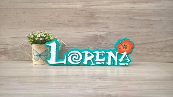 Nome em MDF - Peça de mesa Tema MOANA - Lorena 12 cm
