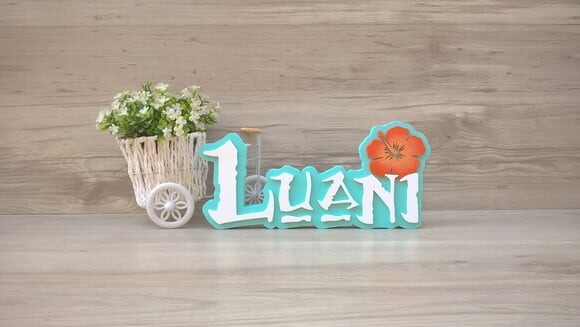 Nome em MDF - Peça de mesa Tema MOANA - Luani 12 cm