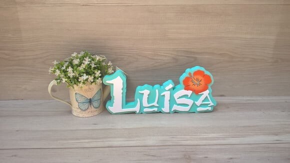Nome em MDF - Peça de mesa Tema MOANA - Luísa 12 cm