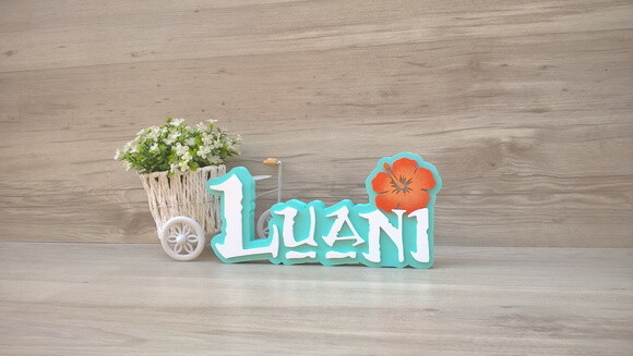 Nome em MDF - Peça de mesa Tema MOANA - Luani 12 cm