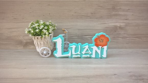 Nome em MDF - Peça de mesa Tema MOANA - Luani 12 cm
