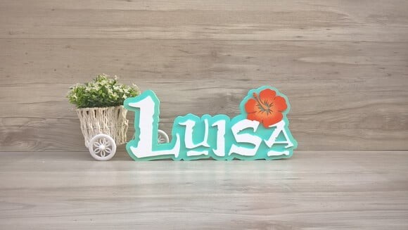 Nome em MDF - Peça de mesa Tema MOANA - Luisa 15 cm