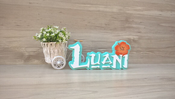 Nome em MDF - Peça de mesa Tema MOANA - Luani 12 cm