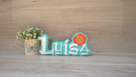 Nome em MDF - Peça de mesa Tema MOANA - Luísa 12 cm