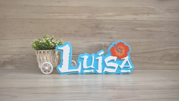 Nome em MDF - Peça de mesa Tema MOANA - Luísa 15 cm