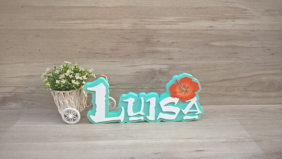 Nome em MDF - Peça de mesa Tema MOANA - Luisa 15 cm