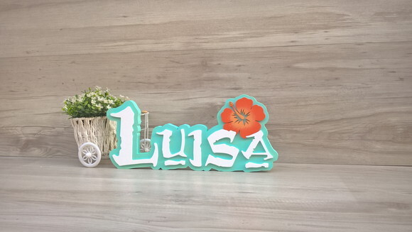 Nome em MDF - Peça de mesa Tema MOANA - Luisa 15 cm