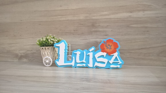 Nome em MDF - Peça de mesa Tema MOANA - Luísa 15 cm