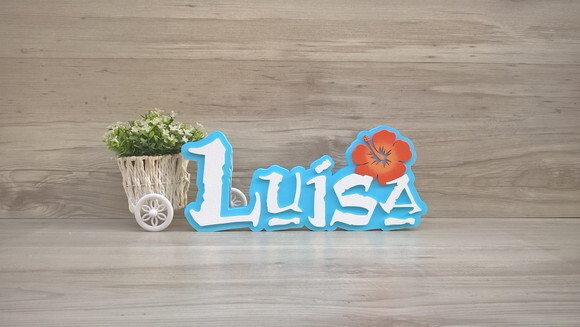 Nome em MDF - Peça de mesa Tema MOANA - Luísa 15 cm