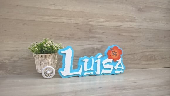 Nome em MDF - Peça de mesa Tema MOANA - Luísa 15 cm