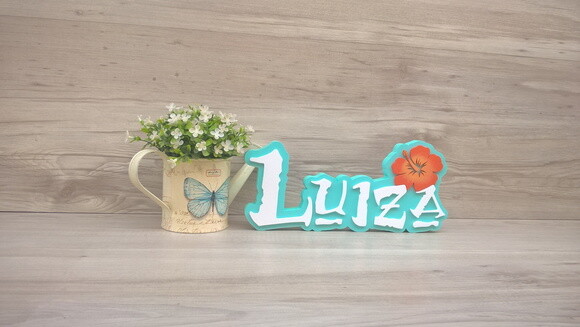 Nome em MDF - Peça de mesa Tema MOANA - Luiza 12 cm