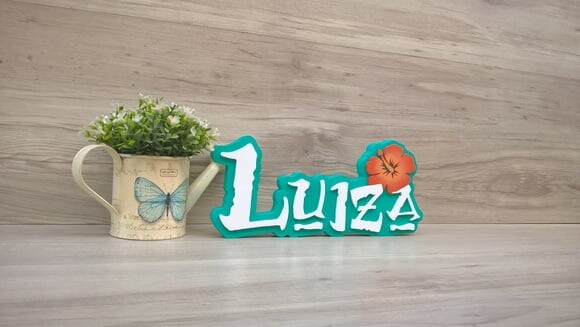 Nome em MDF - Peça de mesa Tema MOANA - Luiza 12 cm