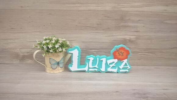 Nome em MDF - Peça de mesa Tema MOANA - Luiza 12 cm