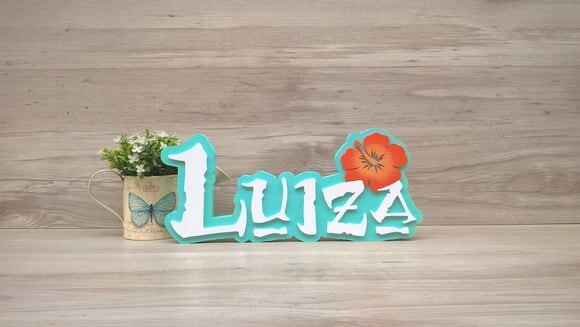 Nome em MDF - Peça de mesa Tema MOANA - Luiza 15 cm